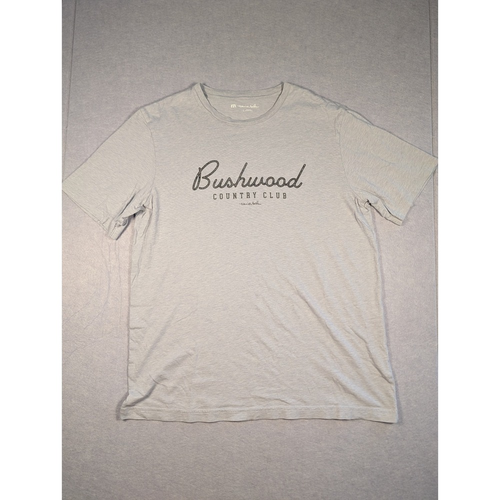 TravisMathew T-Shirt Mens‎ L Light Blue Bushwood Country Club Graphic Excellent